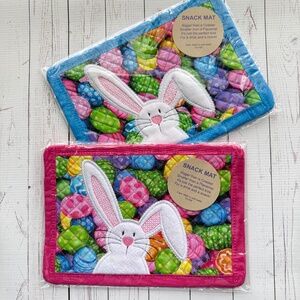 Handmade Quilted Easter Bunny Snack Mats – Set of 2 Mug Rugs / Coasters